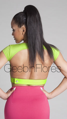 Lime Backless Leather Strap Top