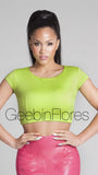 Lime Backless Leather Strap Top